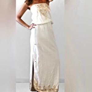 Cynthia Rowley For Sand & Spirit Tube Top White  Embroidered Max Dress